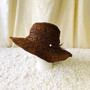 Princess Polly All Natural Woven Shapeable Hat with Wire Brim, Size M/L